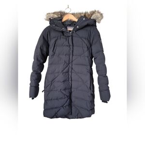 Eddie Bauer Sun Valley Goose Down Parka Black Jacket Womens Small  Hood With Fur